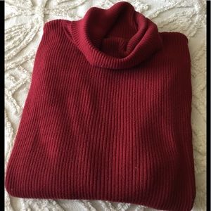 Red Ribbed Turtleneck